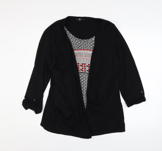 Max Women’s Black Tunic Blouse Size 18 Long Sleeve Geometric Summer Top