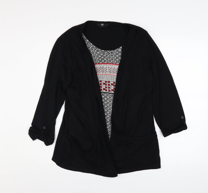 Max Women’s Black Tunic Blouse Size 18 Long Sleeve Geometric Summer Top
