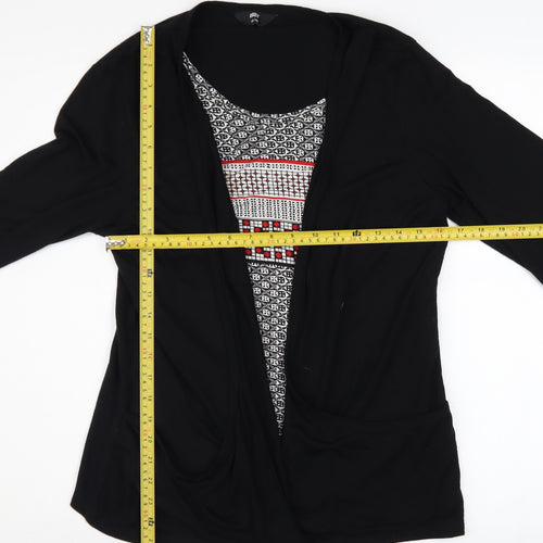 Max Women’s Black Tunic Blouse Size 18 Long Sleeve Geometric Summer Top
