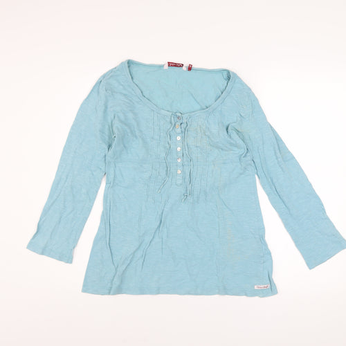 White Stuff Women's Blue Cotton Tunic Blouse Size 12