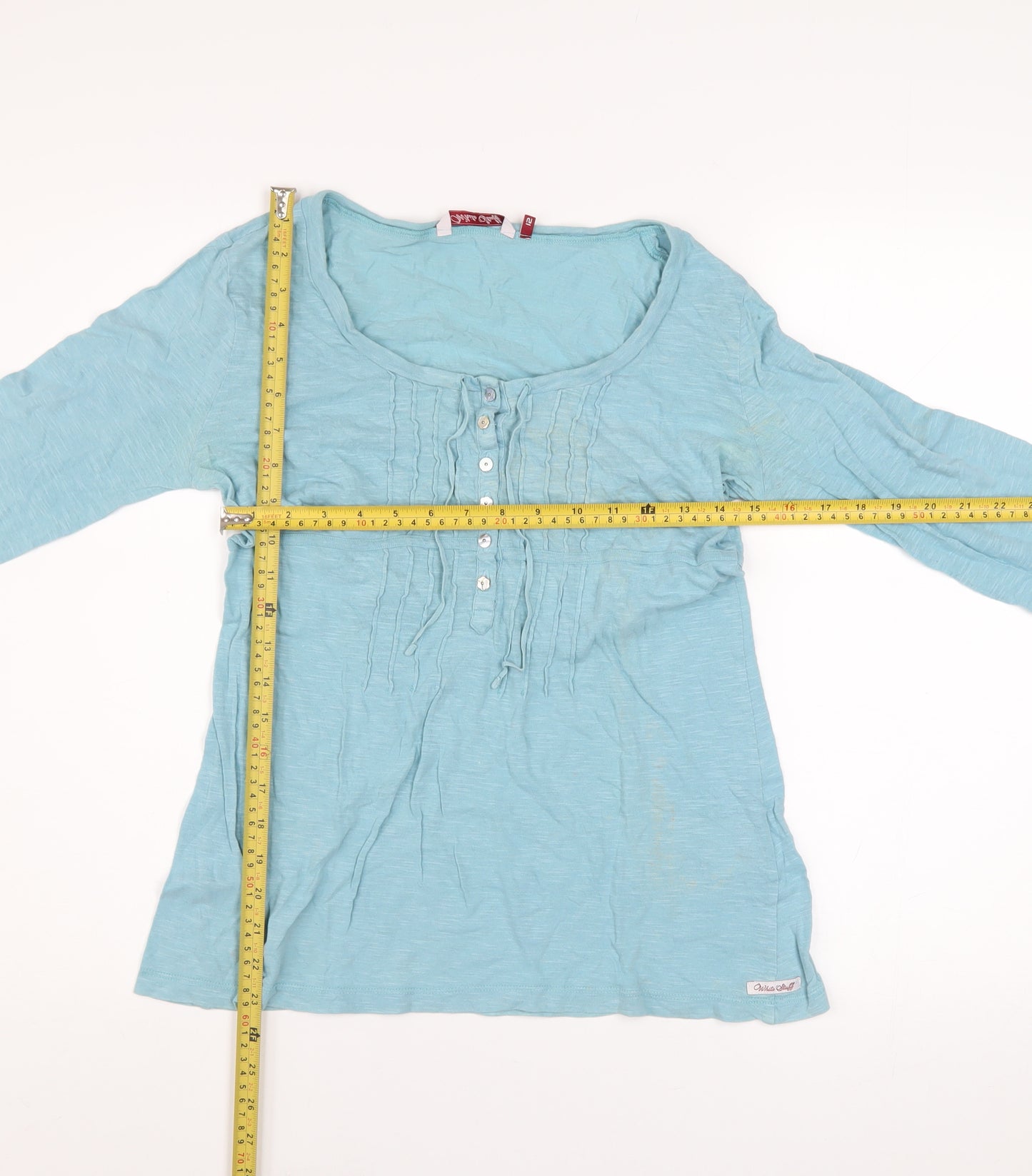 White Stuff Women's Blue Cotton Tunic Blouse Size 12