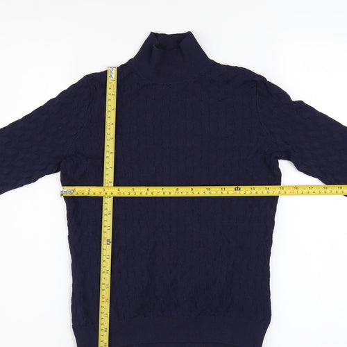 Oysho Women's Blue Roll Neck Cable Knit Jumper Size 12