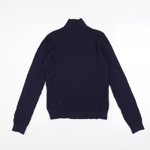 Oysho Women's Blue Roll Neck Cable Knit Jumper Size 12