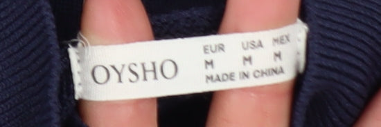 Oysho Women's Blue Roll Neck Cable Knit Jumper Size 12