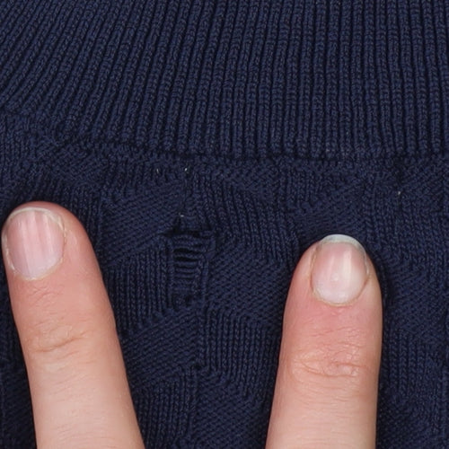 Oysho Women's Blue Roll Neck Cable Knit Jumper Size 12