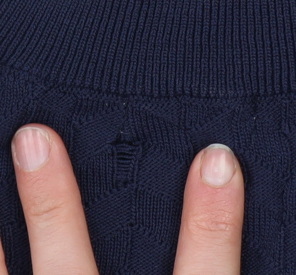 Oysho Women's Blue Roll Neck Cable Knit Jumper Size 12