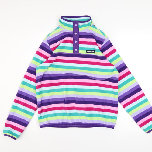 Lands' End Teens Multicoloured Striped Fleece Pullover Sweatshirt L 12-14