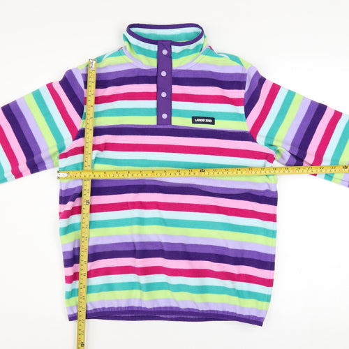Lands' End Teens Multicoloured Striped Fleece Pullover Sweatshirt L 12-14