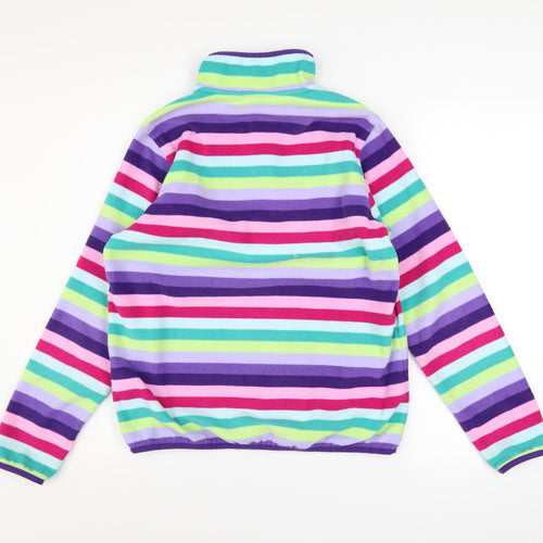 Lands' End Teens Multicoloured Striped Fleece Pullover Sweatshirt L 12-14