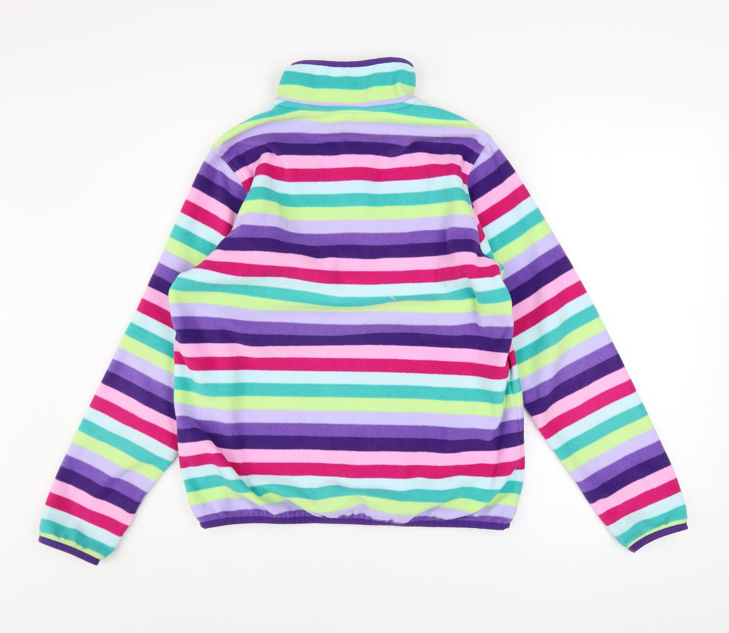 Lands' End Teens Multicoloured Striped Fleece Pullover Sweatshirt L 12-14