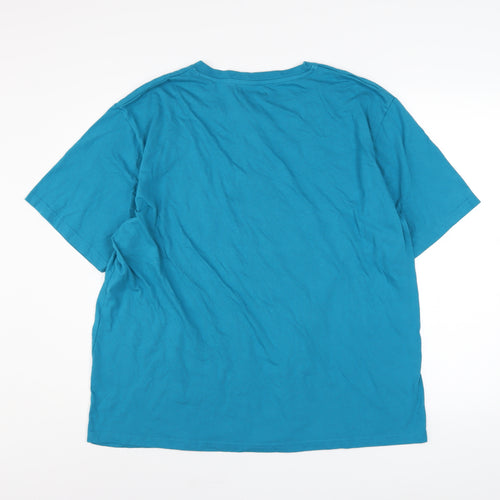 Atlas For Men Men's Blue 2XL Henley T-Shirt with Beach Print