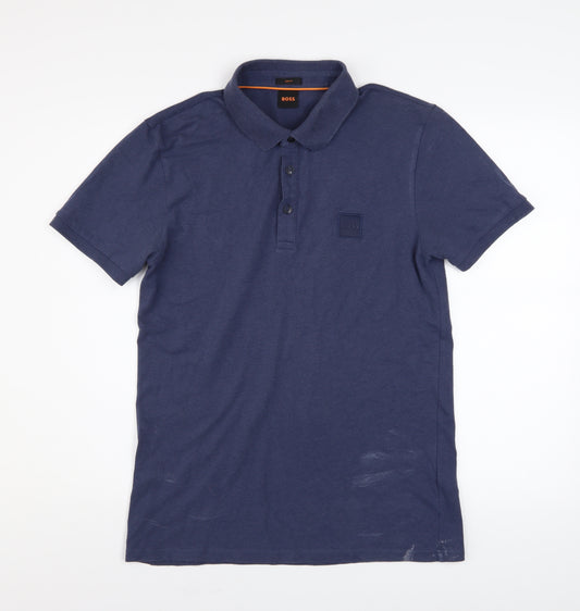 BOSS Men's Blue Slim Fit Cotton Polo Shirt Size M