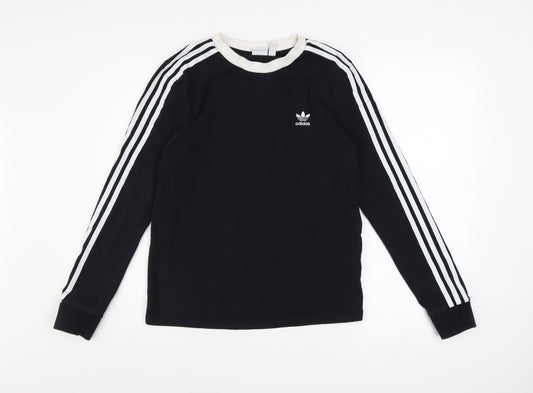 Adidas Women Black Crew Neck Long Sleeve Sweatshirt Size 10