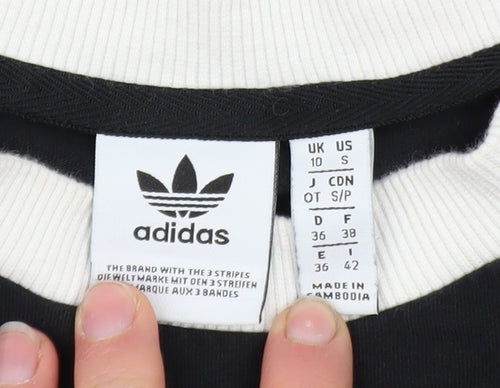 Adidas Women Black Crew Neck Long Sleeve Sweatshirt Size 10