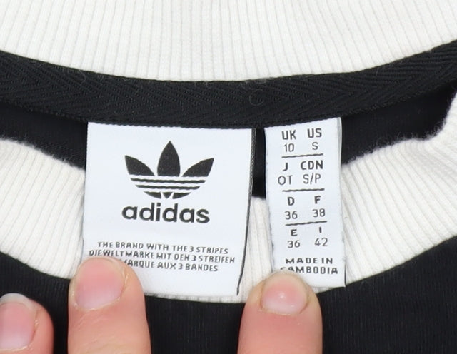 Adidas Women Black Crew Neck Long Sleeve Sweatshirt Size 10