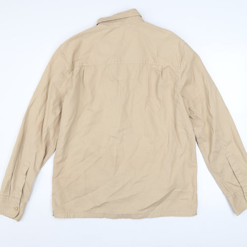Topman Men's Beige Cotton Basic Jacket M Collared Zip Casual
