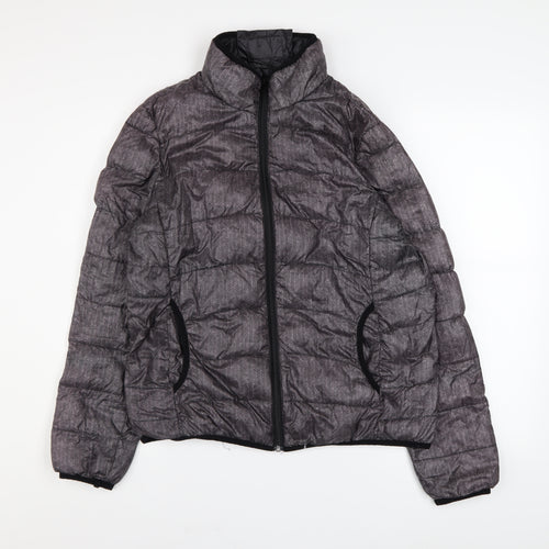 Fransa Womens Grey Mid-Length Puffer Jacket Size M