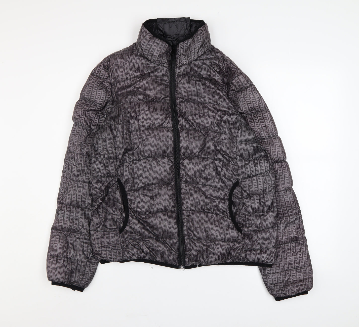 Fransa Womens Grey Mid-Length Puffer Jacket Size M