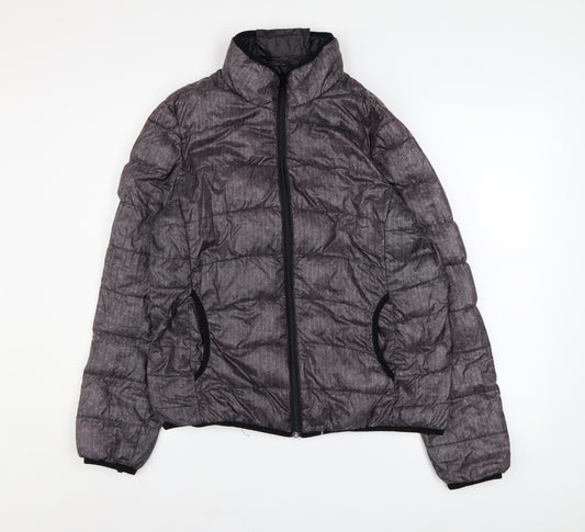 Fransa Womens Grey Mid-Length Puffer Jacket Size M