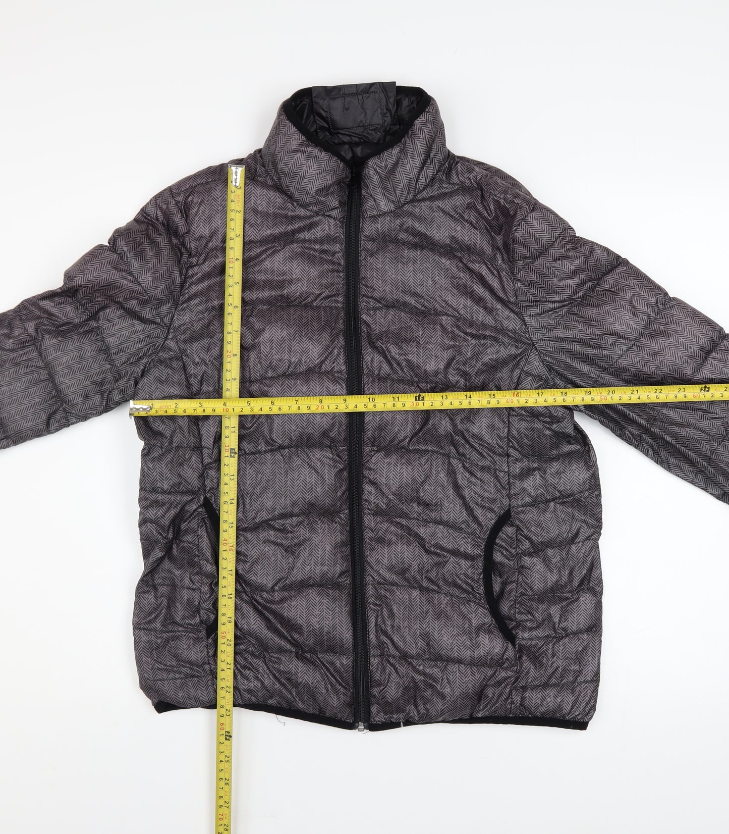 Fransa Womens Grey Mid-Length Puffer Jacket Size M