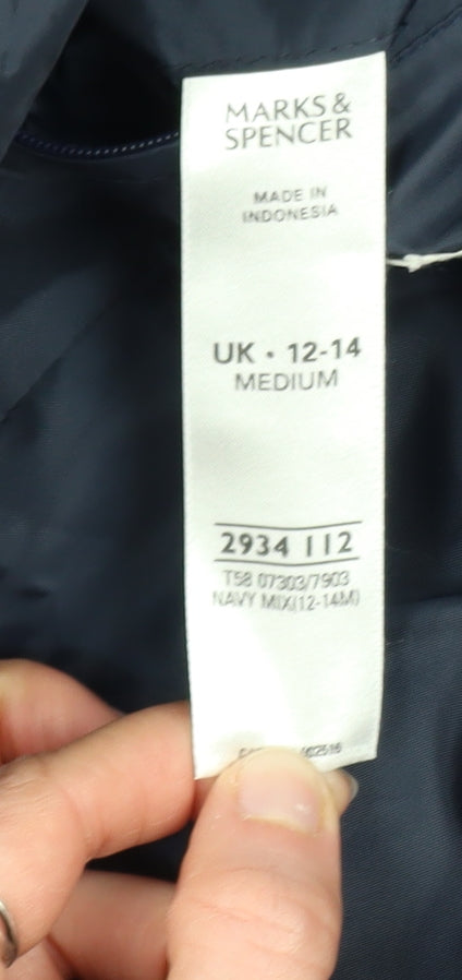 Marks and Spencer Women's Blue Waterproof Rain Jacket UK 12