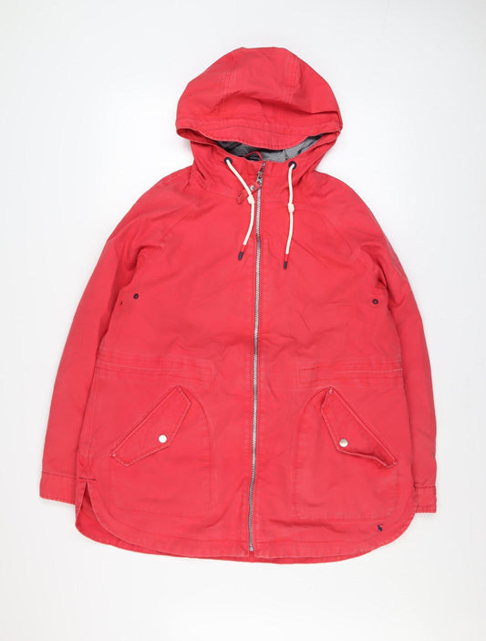 Joules Women’s Red Waterproof Hooded Rain Coat Jacket Size 14