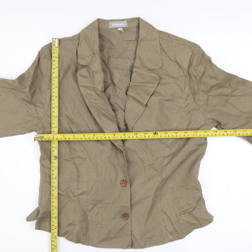 Steilmann Women's Brown Linen Blazer Size 12 Classic 3/4 Sleeve