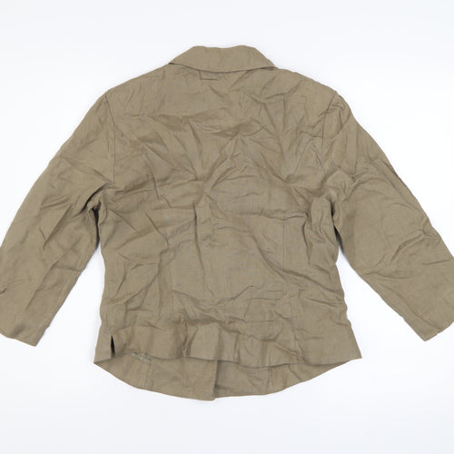 Steilmann Women's Brown Linen Blazer Size 12 Classic 3/4 Sleeve