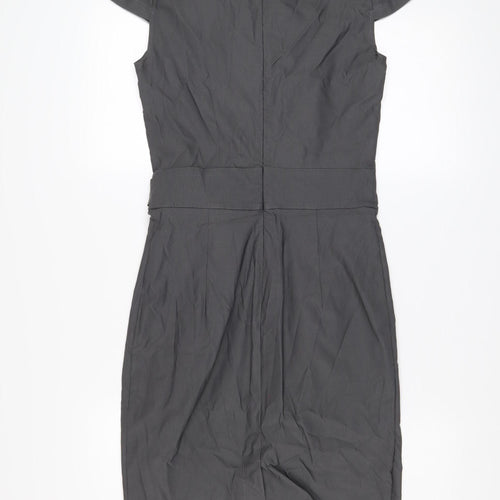 Grace Karin Women’s Grey V-Neck Wrap Belted Knee Length Dress M