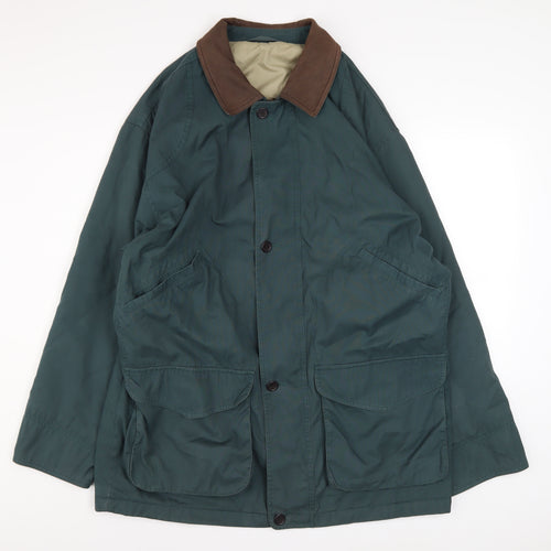 Marks and Spencer Men's Green L Overcoat Jacket Cotton Blend