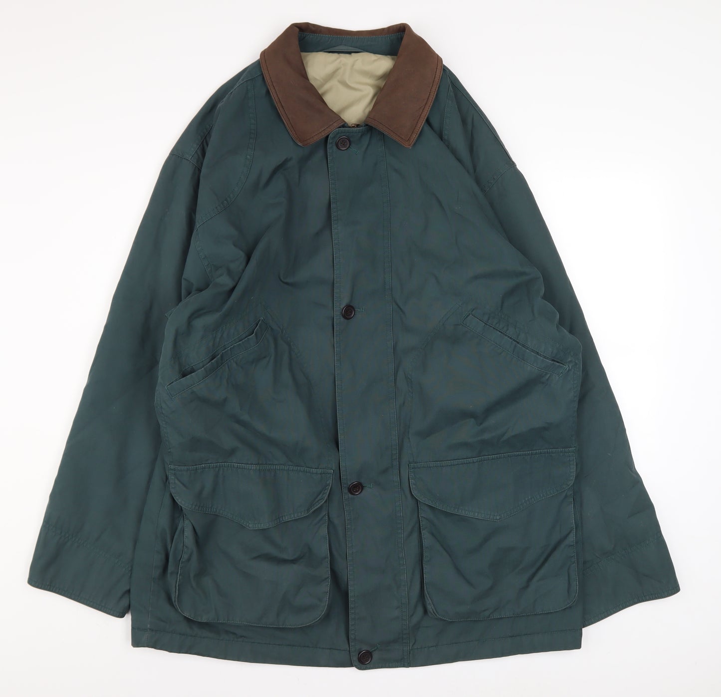 Marks and Spencer Men's Green L Overcoat Jacket Cotton Blend