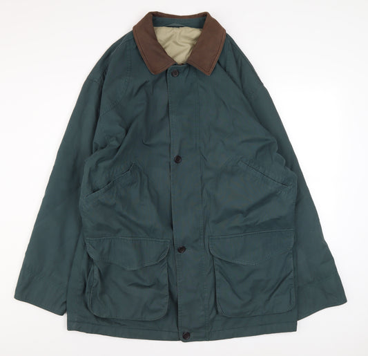 Marks and Spencer Men's Green L Overcoat Jacket Cotton Blend