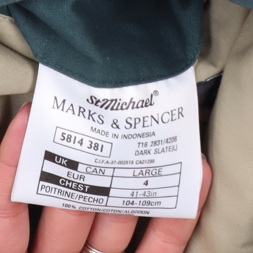 Marks and Spencer Men's Green L Overcoat Jacket Cotton Blend