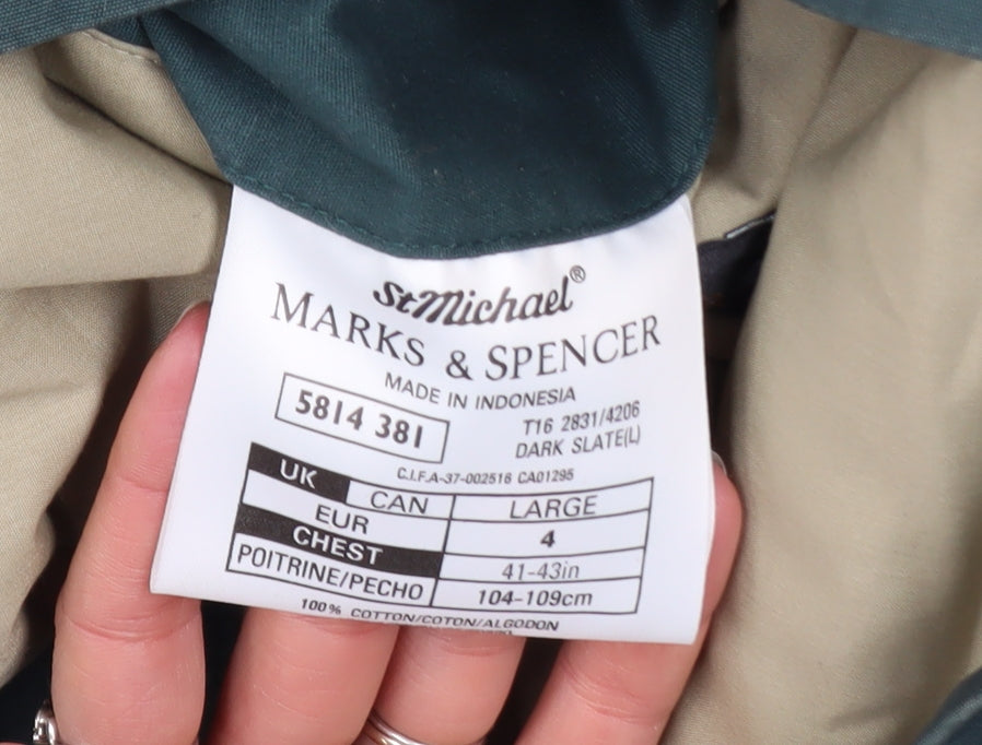Marks and Spencer Men's Green L Overcoat Jacket Cotton Blend