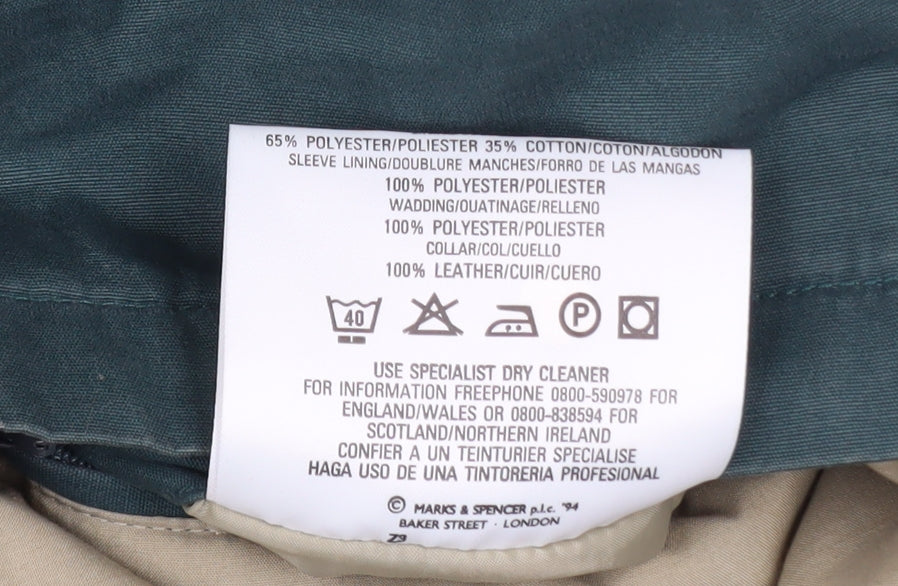 Marks and Spencer Men's Green L Overcoat Jacket Cotton Blend