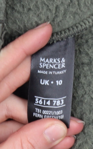 Marks and Spencer Womens Green Fleece Full Zip Jacket UK 10