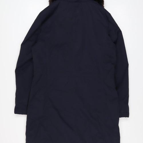 Marks and Spencer Women’s Blue Faux Fur Collar Parka Coat Size S