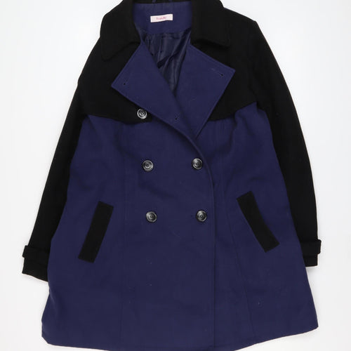 SimplyBe Women's Blue & Black Pea Coat Size 18 Classic Mid-Length