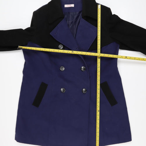 SimplyBe Women's Blue & Black Pea Coat Size 18 Classic Mid-Length