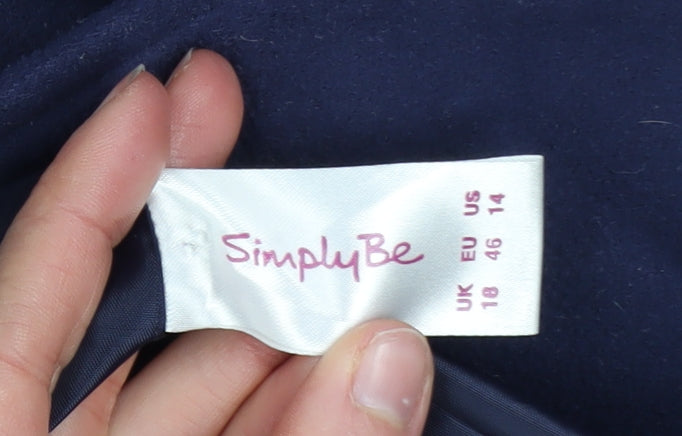 SimplyBe Women's Blue & Black Pea Coat Size 18 Classic Mid-Length