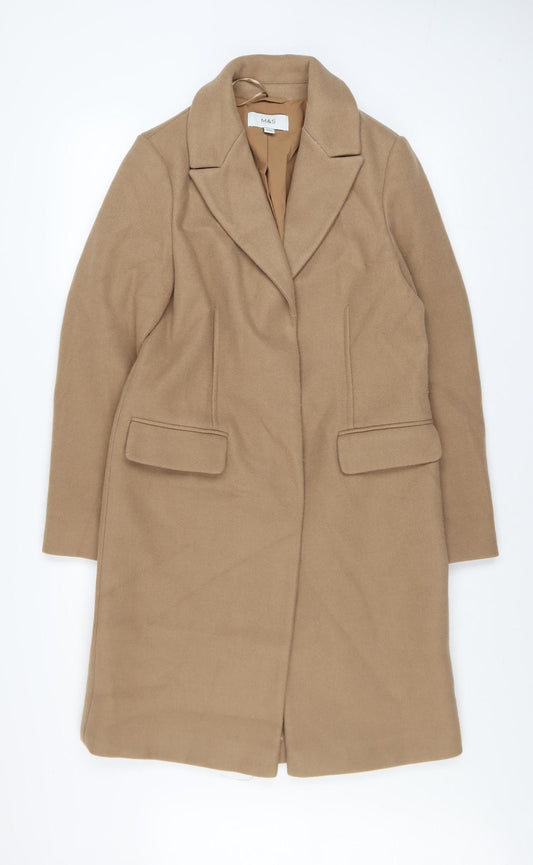 Marks and Spencer Women's Beige Mid-Length Coat Size 8 Classic Style