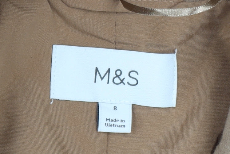 Marks and Spencer Women's Beige Mid-Length Coat Size 8 Classic Style
