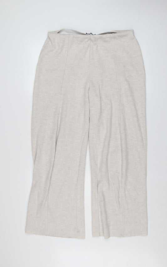 Zara Women Beige Knit Wide-Leg Trousers Size L