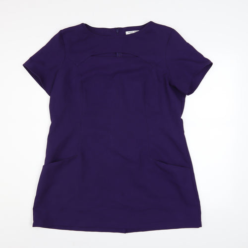 Simon Jersey Women Purple Size 16 Tunic Blouse Workwear Top