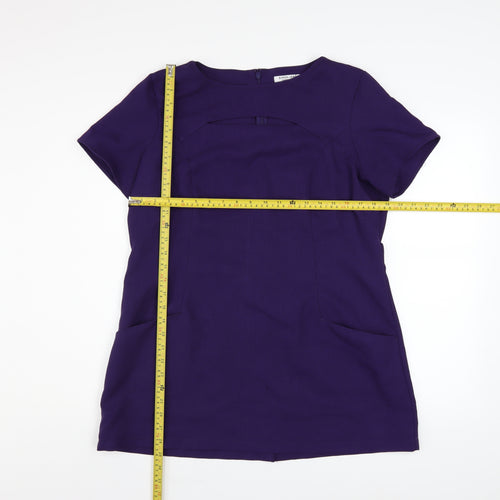 Simon Jersey Women Purple Size 16 Tunic Blouse Workwear Top
