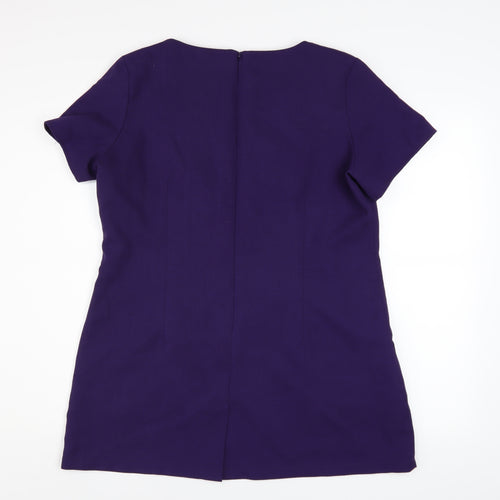 Simon Jersey Women Purple Size 16 Tunic Blouse Workwear Top