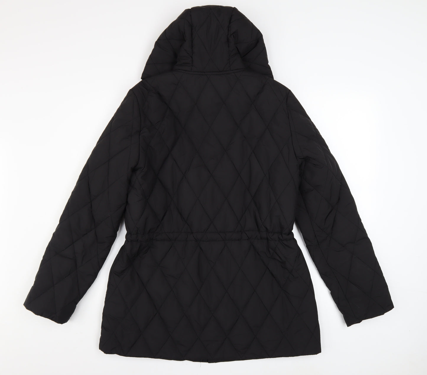 DKNY Women's Black Quilted Hooded Mid-Length Puffer Jacket Size M