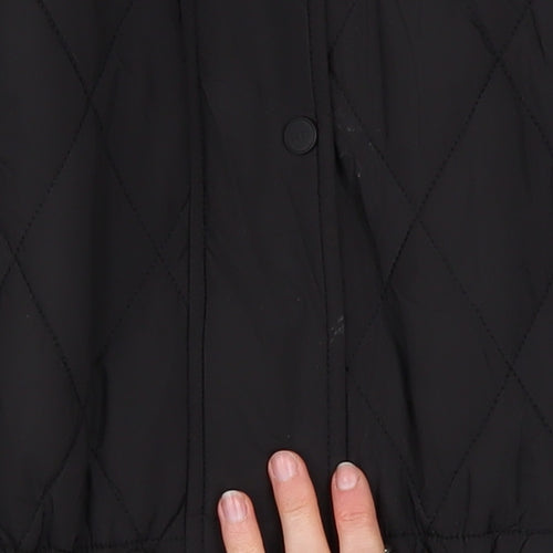 DKNY Women's Black Quilted Hooded Mid-Length Puffer Jacket Size M