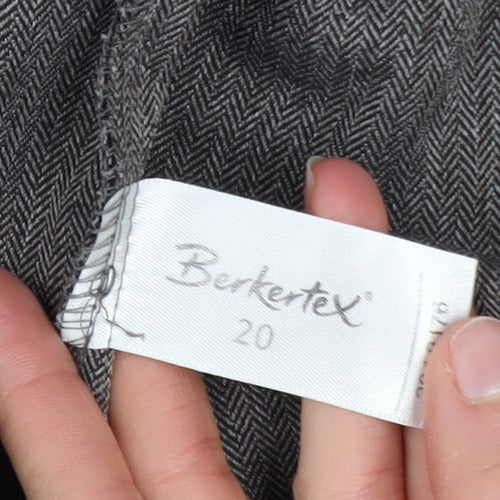 Berkertex Women’s Grey Herringbone Trousers Size 20 Straight Fit