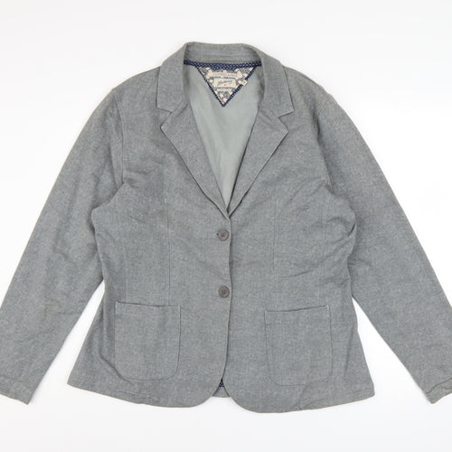 Mantaray Women Grey Cotton Blend Blazer Jacket Size 18